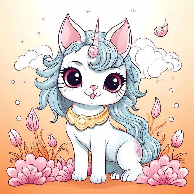 Livre de coloriage magique Meowcorn Unicorn Cat Aventure