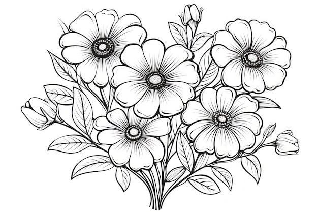 livre de coloriage noir et blanc pour enfants jolie fleur