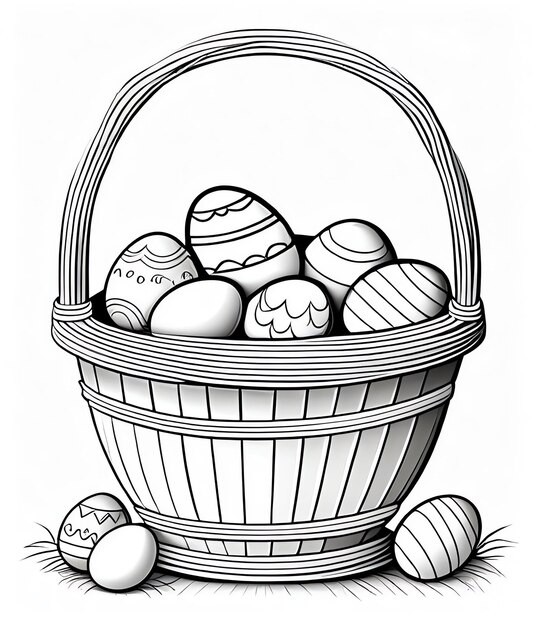Photo livre de coloriage de pâques arrière-plan mignon lapin œufs de pâque heureux pâques livre de couleur pâques