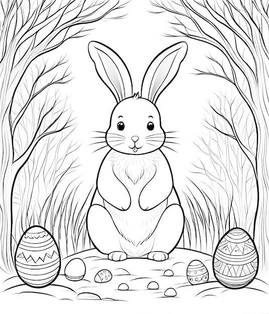 livre de coloriage de Pâques arrière-plan mignon lapin œufs de Pâque heureux Pâques livre de couleur Pâques