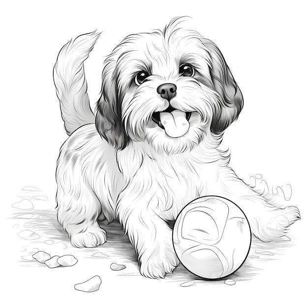 Livre de coloriage pour adultes à colorier de relaxation avec un chien Shih Tzu endormi