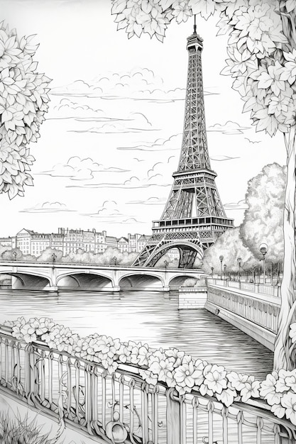 livre de coloriage pour adultes tour eiffel