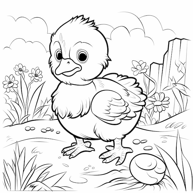 livre de coloriage pour enfants bébés animaux de la ferme poulets lignes épaisses