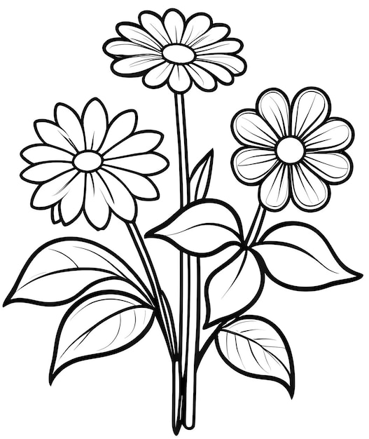 Photo livre de coloriage pour enfants de belles fleurs livre de coloration contre le stress contour motif floral