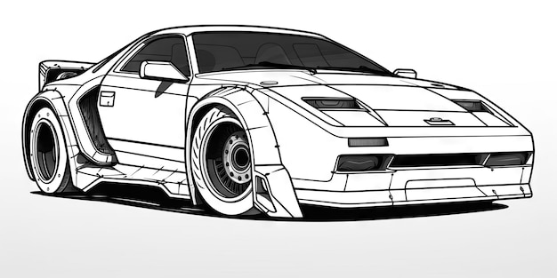 Photo livre de coloriage de voiture doodle de voiture illustration de véhicule futuriste