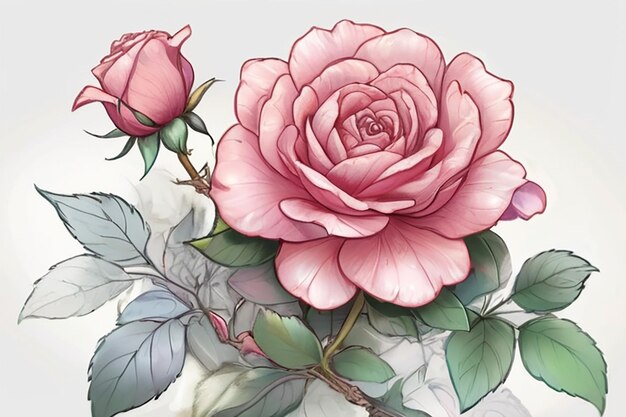 Livre à colorier fantastique avec des dessins de la rose de Chine Art conceptuel