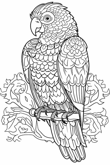 Photo le livre à colorier mandala parrot serenity style line art pour la détente