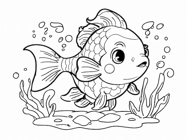 Livre à colorier poisson rouge mignon