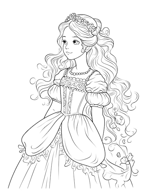 Livre à colorier pour enfants personnage de princesse fille Focus doux sélectif