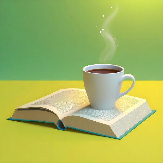 un livre à côté d'une tasse de café