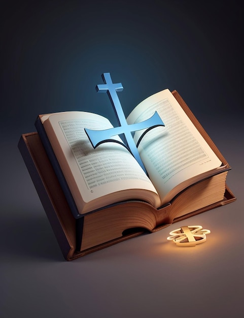 livre avec une croix lumineuse