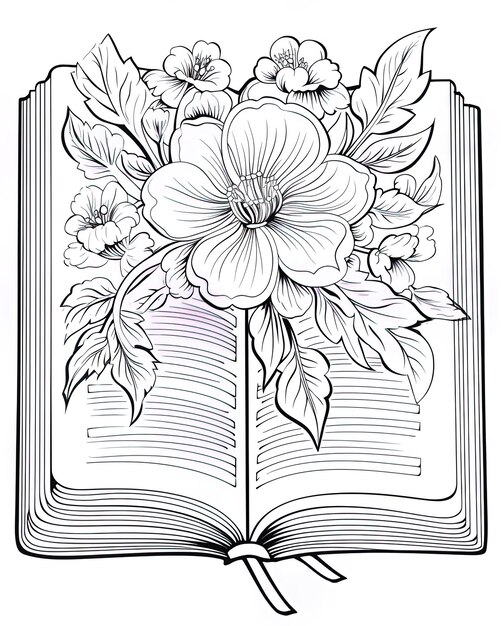 Photo un livre avec un dessin d'une fleur qui dit des fleurs