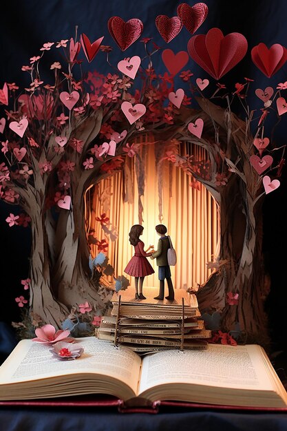 livre de diorama en papier en couches pour le jour de la Saint-Valentin