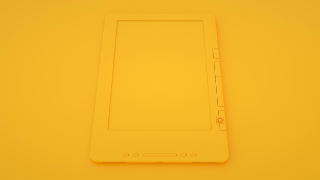 Livre électronique ou lecteur ebook sur fond jaune