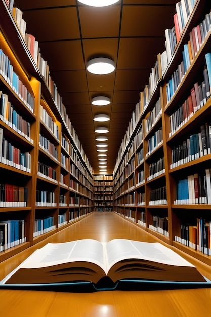 Photo un livre est ouvert à un livre dans une bibliothèque