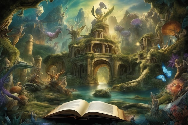 Photo livre fantastique avec un beau fondlivre fantastique avec un beau fond3 d cg d'un bo magique