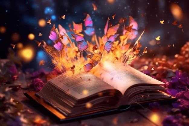 Un livre avec un feu dans les pages