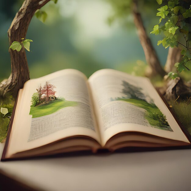 un livre avec une image d'un arbre et le jardin du titre sur la page