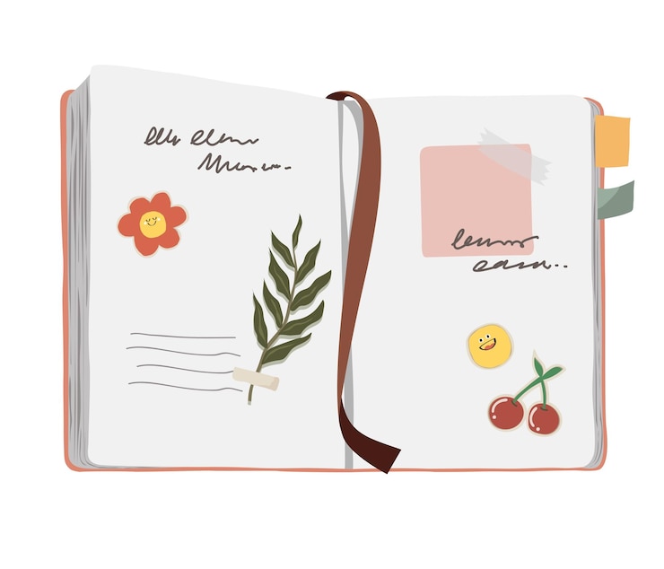 Photo livre de journal personnel illustration de papeterie mignonne