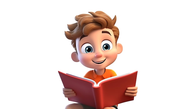 Livre de lecture pour enfant dessin animé 3D sur fond blanc