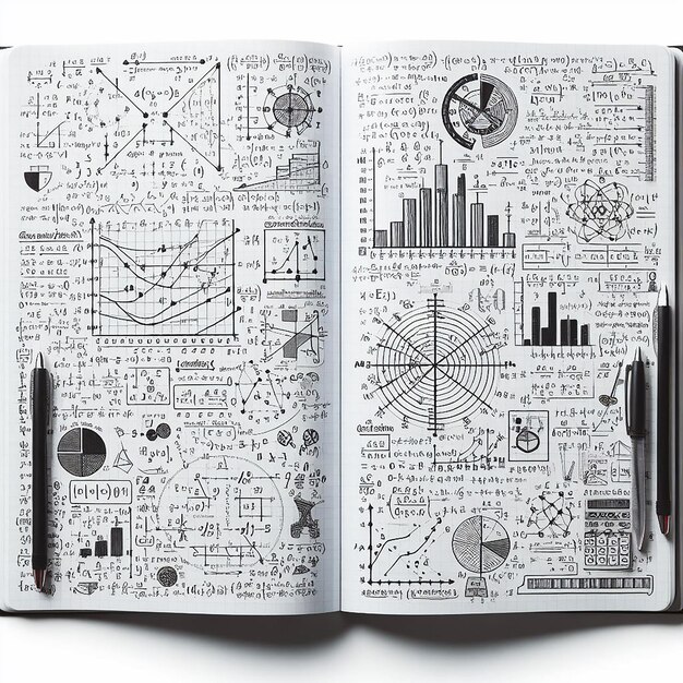 Livre de mathématiques sur fond blanc avec un espace vide