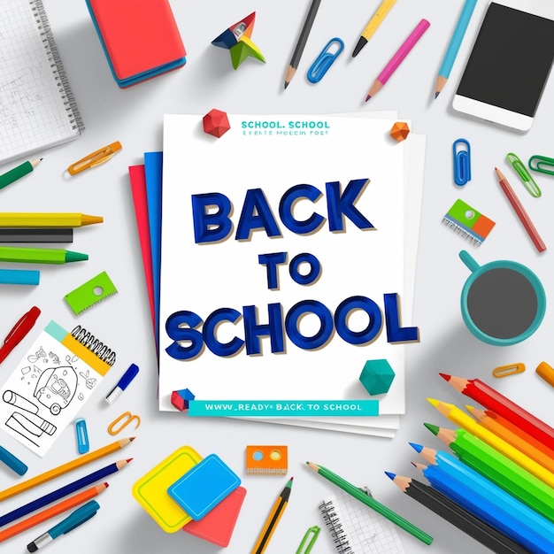 Un livre qui dit "Retour à l'école" est écrit dessus.