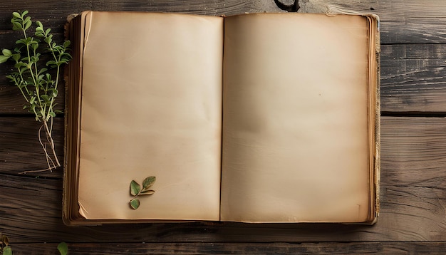 Photo un livre de recettes blanc avec des légumes sur une table en bois.