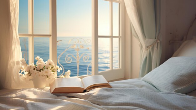 Photo un livre repose sur un lit