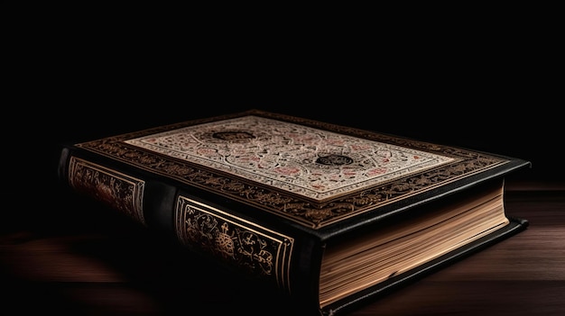 Livre sacré du Coran sur fond sombre