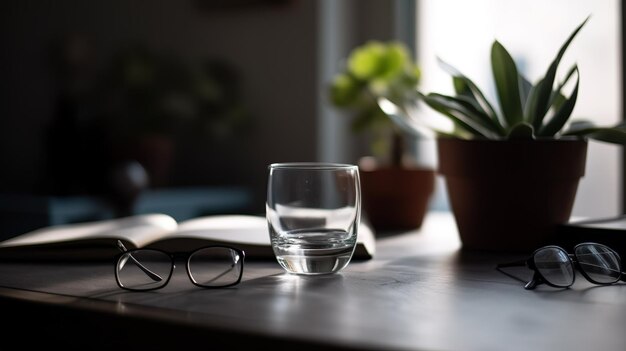 Un livre et des verres sur une table avec un livre dessus