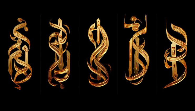 Photo les livres de calligraphie arabes en or