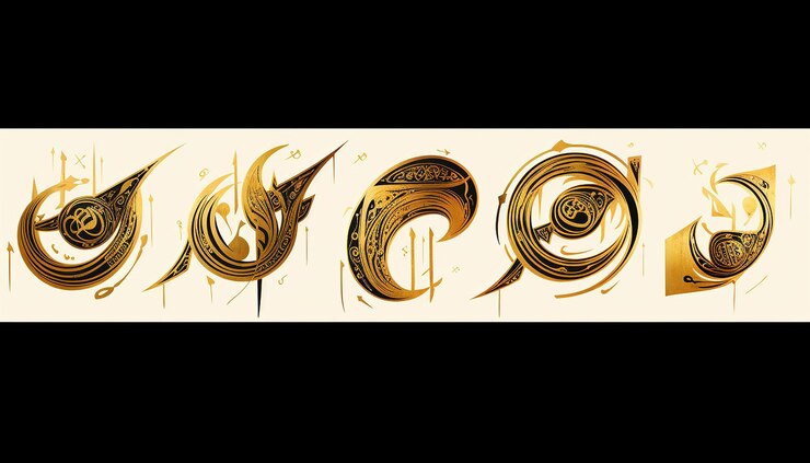 Photo les livres de calligraphie arabes en or