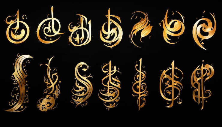 Photo les livres de calligraphie arabes en or