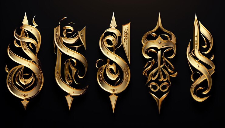 Photo les livres de calligraphie arabes en or