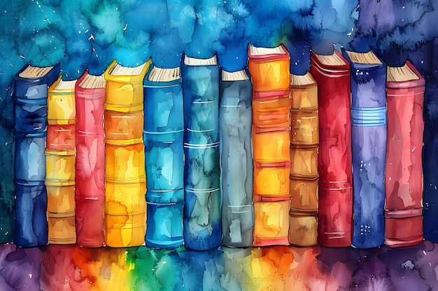 Des livres colorés dans une rangée