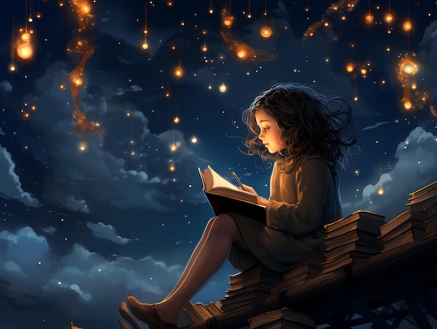 avec des livres d'enfants livre d'enfants innocence enfantine livres de contes de fées rêve ciel amp nuit de lune étoilée