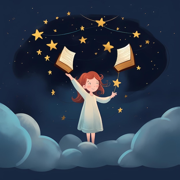 avec des livres d'enfants livre d'enfants innocence enfantine livres de contes de fées rêve ciel amp nuit de lune étoilée