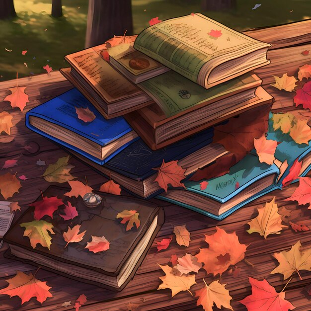 Livres et feuilles d'automne