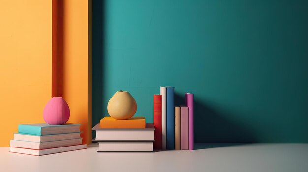 Photo livres sur fond coloré