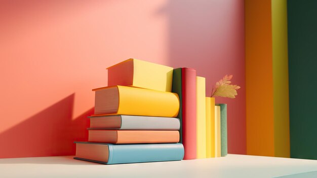 Livres sur fond coloré