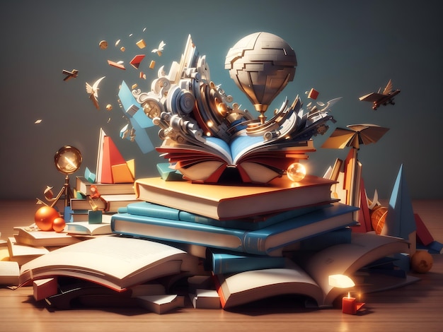 Livres imagination illustration 3d rendu 3D