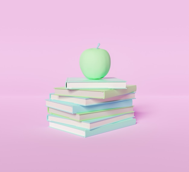 Livres avec une pomme dessus