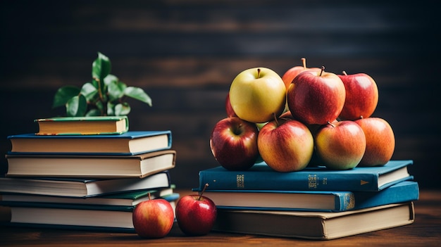 livres avec des pommes et des pommes