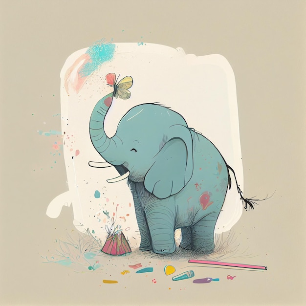 Livres pour enfants illustration animale éléphant mignon enfants illustration chambre impressions murales