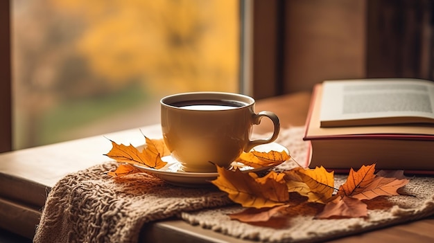 livres et tasse de café de la journée internationale du thé