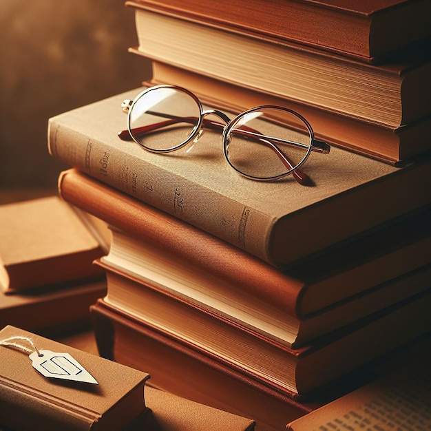 Livres à vue frontale avec lunettes