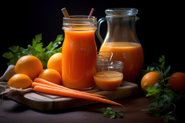 Élixir de bien-être à l'orange et à la carotte jus de fruit fait maison