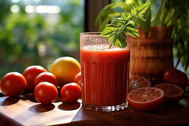 Élixir de tomate rafraîchissant Photographie de jus de tomate