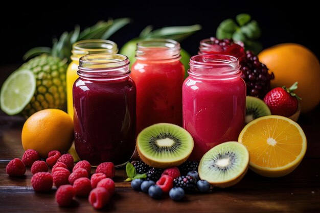 Élixirs de fruits d'été jus de fruits fait maison