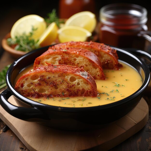 Photo lobster bisque soupe crémeuse faite avec de la crème de homard et des assaisonnements savoureux culinary